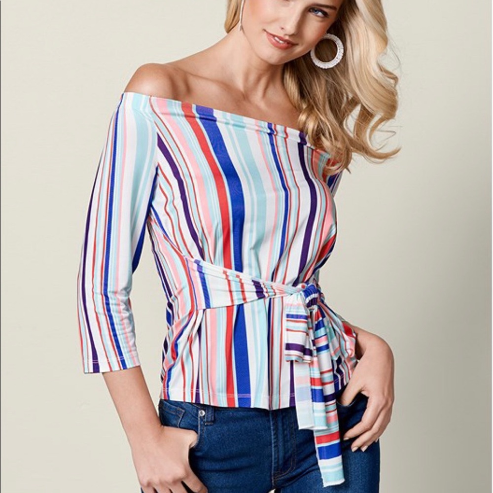 Off the shoulder striped top